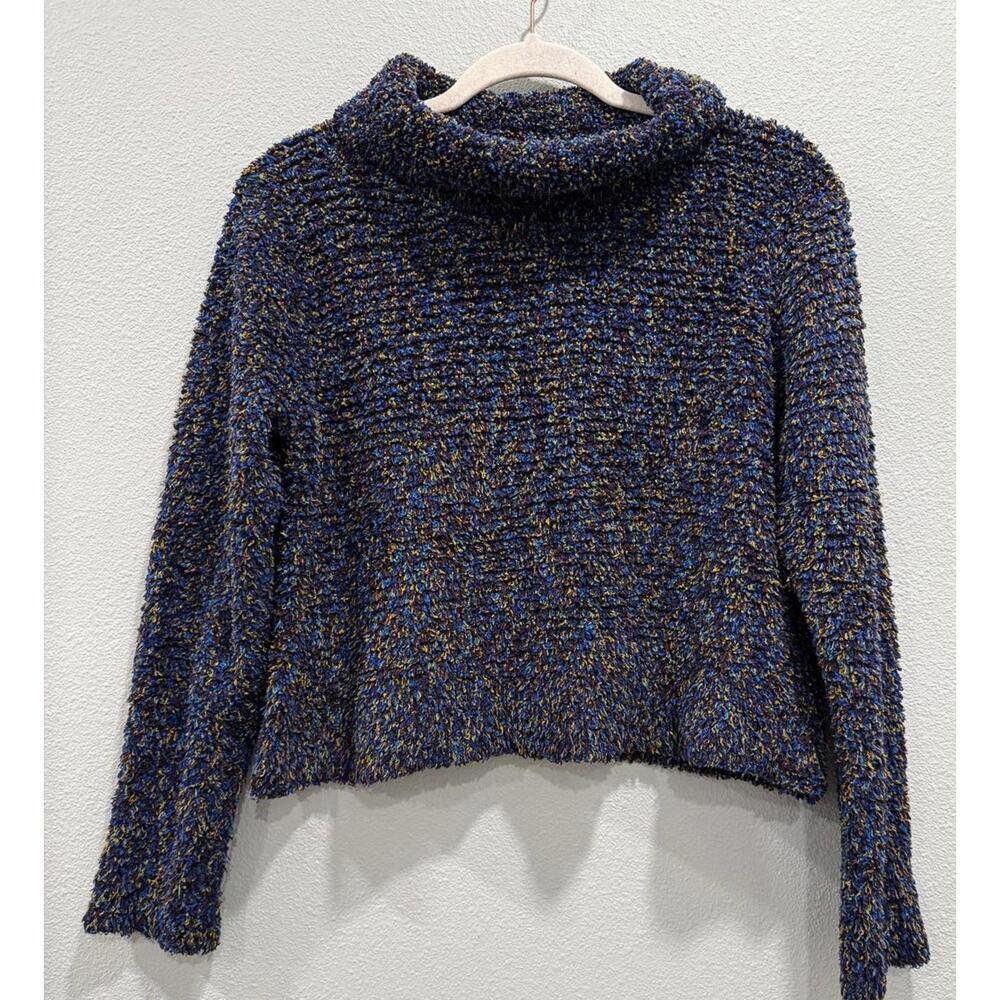 Valerie Stevens Chunky Knit Blue Purple Turtleneck Sweater, Women's Small
